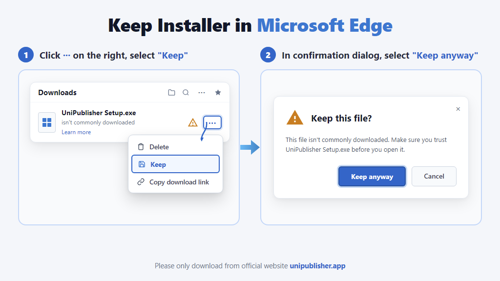 Guide to keeping installer in Edge browser